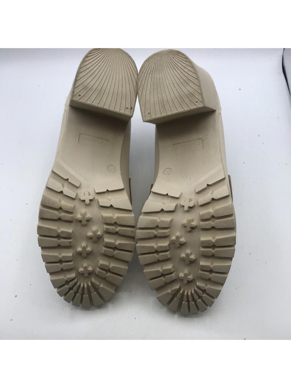 Forever Penny Loafers Women Size 10 Beige Rounded Toe Slip On Chunky Heel - Picture 11 of 12